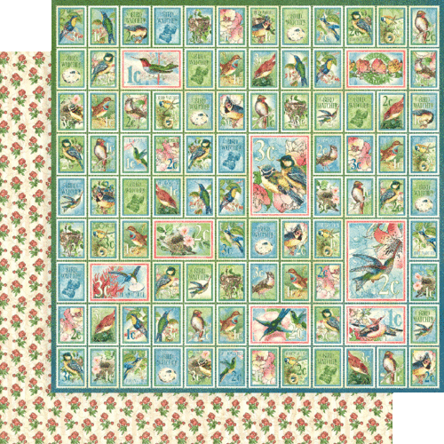 GRAPHIC 45 "BIRD WATCHER" 8X8 PAPER PAD  BIRDS FLOWERS RETIRED SCRAPJACK'S PLACE - Picture 6 of 9