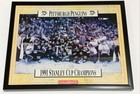 1991 PITTSBURGH PENGUINS TEAM SIGNED FRAMED 16X20 POSTER MARIO LEMIEUX JSA LOA — photo 1