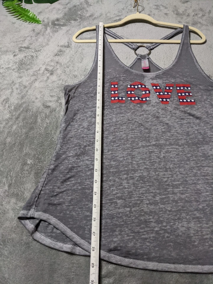 NO BOUNDARIES 女式针织背心纯色灰色透明印花圆领 XL (16-18) — 第 2/4 张图片