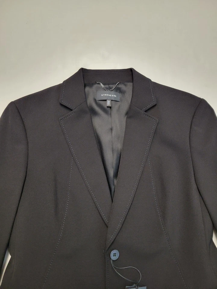 $635 Nueva Chaqueta Blazer STRENESSE PARA MUJER 6 Mediana Negra Bury Poliamida Elastano Foto 4 de 4