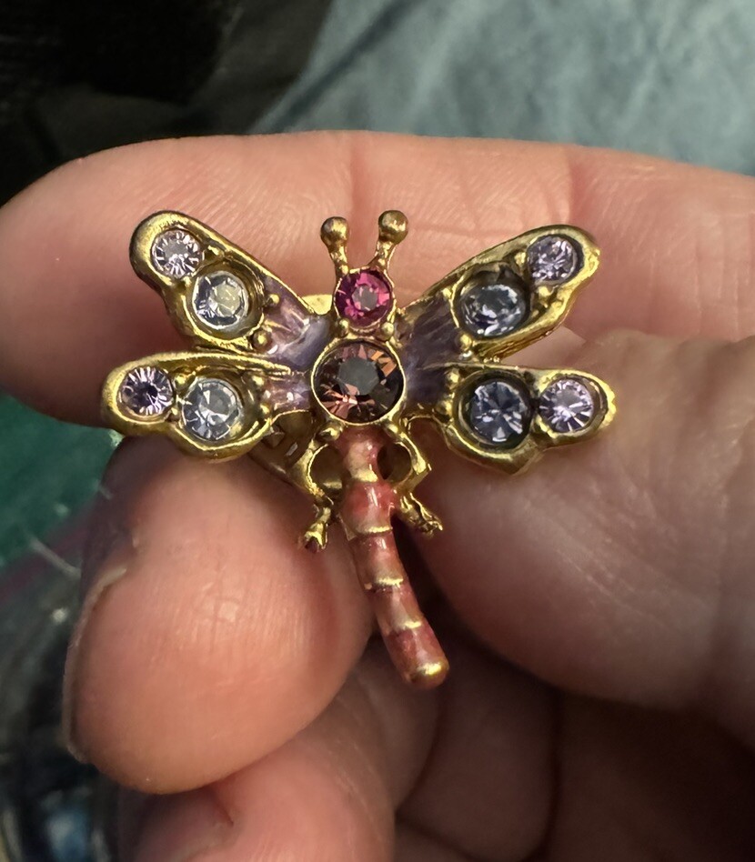 Jay Strongwater Dragonfly Pin Pink Purple Rhinestones EUC | eBay