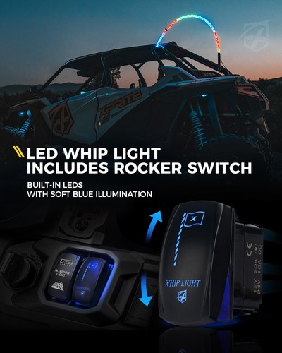 Luz látigo de antena LED RGB espiral con base de resorte y control remoto para UTV ATV Polaris RZR - Imagen 16 de 56
