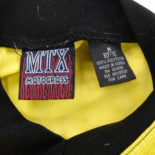Rare Vintage MTX Motocross Flames Pattern Motocross Jersey 2000s Yellow Youth M - Picture 6 of 12