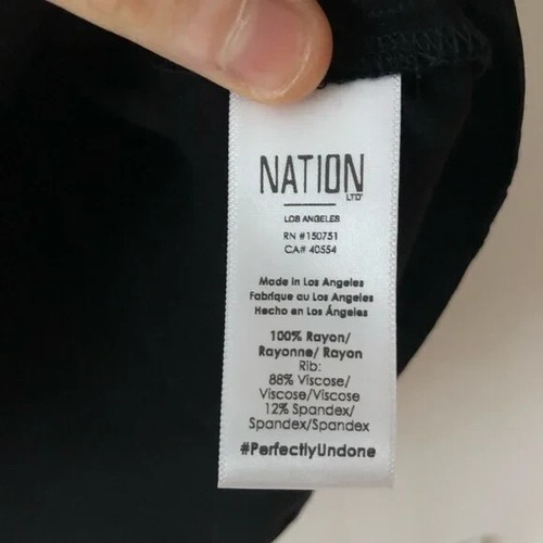 NWT Nation LTD Marie Sateen Boxy Crop Top Tee in Black Size Small Rayon - Picture 9 of 13