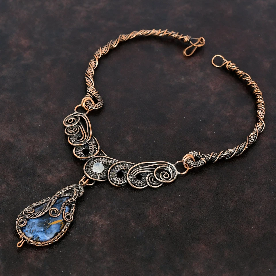 Joyería Pietersite regalo de cobre para dama de honor collar de cadena envuelto en alambre 18,0" Foto 3 de 4