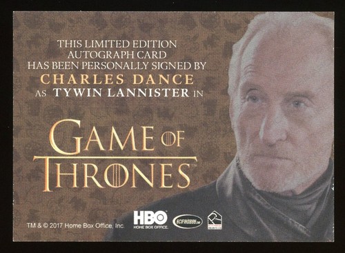 Game of Thrones Valyrian Steel Charles Dance Tywin Lannister Gold Autograph Auto - Picture 2 of 3
