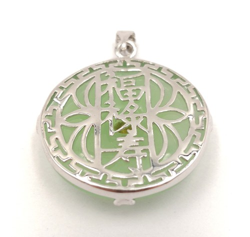 Black Agate Multicolor Jade Round Donut 18KGP Fortune Longevity Pendant Necklace - Picture 80 of 83