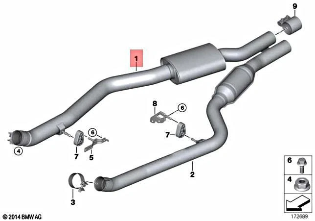 Genuine BMW X5 X6 E70 E71 F15 F16 X5 50iX 4.0 4.4 Centre Muffler 
