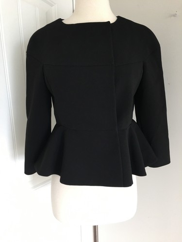 MIU MIU BLACK PEPLUM 3/4 SLEEVE JACKET SIZE IT 40 MADE IN ITALY - Picture 6 of 9