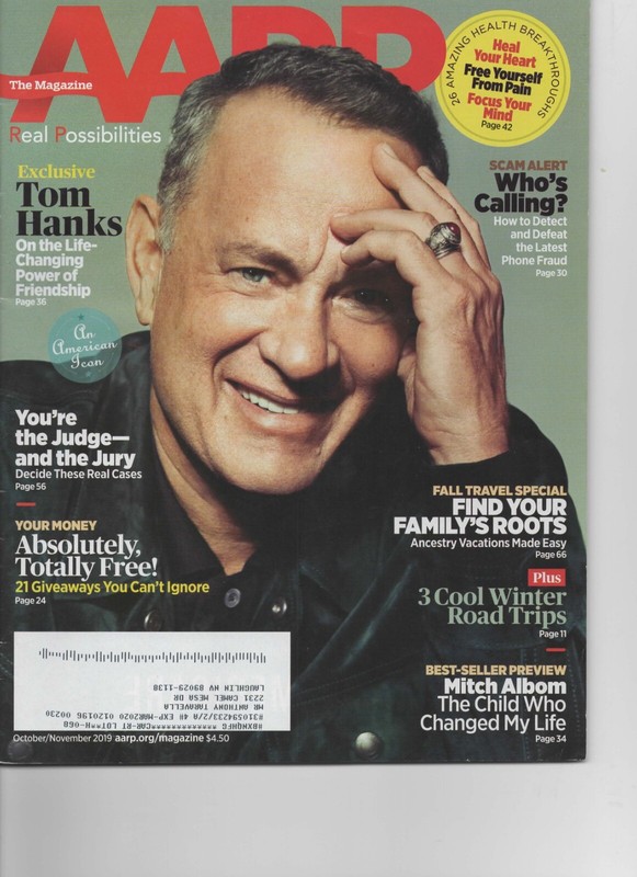 AARP The Magazine: October/November 2019 Tom Hanks-Excellent Condition