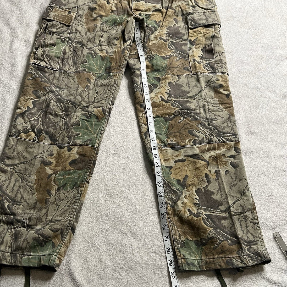 【oan】Knee 2Tuck Camo Cargo Pants Military Cargo Pants Men 38”x30” Leafy Camo Double Knee Y2K