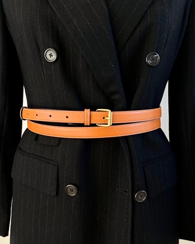 Stella McCartney tan leather belt double wrap Italy Saks Fifth Ave