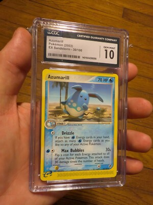 POP 9) CGC 10 GEM MINT Azumarill EX Sandstorm 30/100 Pokemon Card