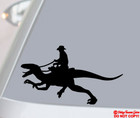 COWBOY RIDING RAPTOR DINOSAUR Vinyl Decal Sticker Car Window Bumper VELOCIRAPTOR