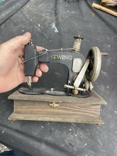 Vintage Singer Sewing Machine Replica Wood Storage Box Kit with Accessories