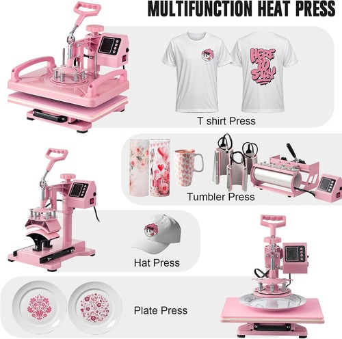8 in 1 Heat Press Machine 15"x12" Sublimation Printing For T-Shirt Mug Hat Plate - Picture 2 of 9