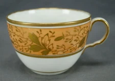 Job Ridgway Pattern 313 Gold Floral & Apricot Bute Form Tea Cup C. 1808-1814 B