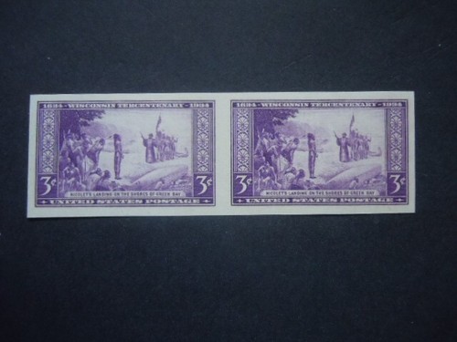 #755 Wisconsin Tercentenary Horz. & Vert. Pairs MNH NGAI VF/XF #1b "New Mounts" - Picture 3 of 5