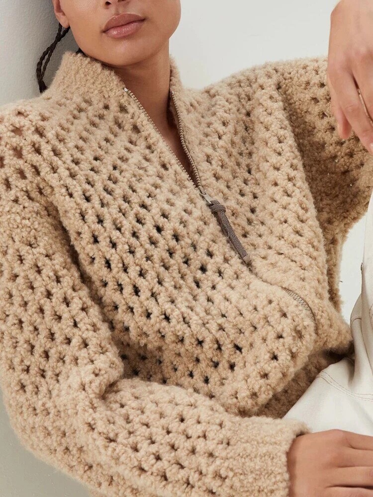 フィットネストップス BRUNELLO CUCINELLI Women Sweater M19122606 C8722 Beige Brunello Cucinelli Sweater Beige Womens Knitwear Brunello