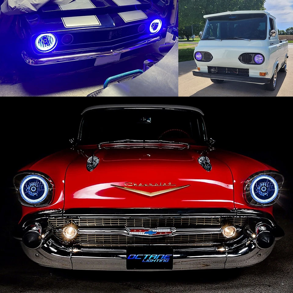 Faros 7" RGB SMD Multicolor Blanco Rojo Azul Verde LED Halo Ojo de Ángel 6K HID Foto 4 de 4