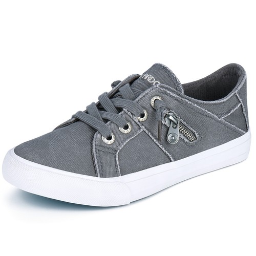 JENN ARDOR Women Slip On Canvas Shoes Lace Up Unlaced Sneakers Casual Flat Shoes - Picture 49 of 87