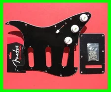 Fender Strat Black Pickguard/Backplate w/ Electronics, Knobs, & Screws USA *New*