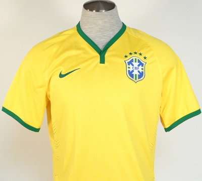 Nike Dri Fit CBF Authentic Brazil 2014 Maize Short Sleeve Home