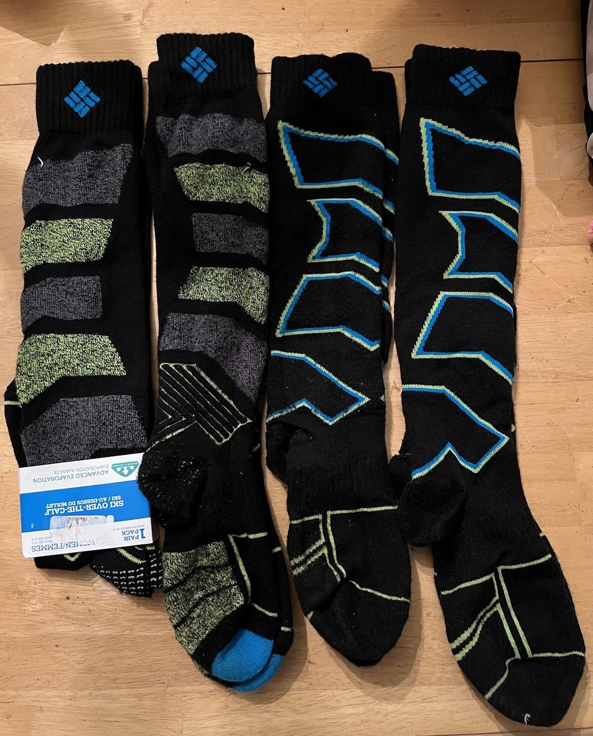 Columbia Advanced Evaporation Women’s Over The Calf Ski Socks 4 Pairs Shoe 4-10