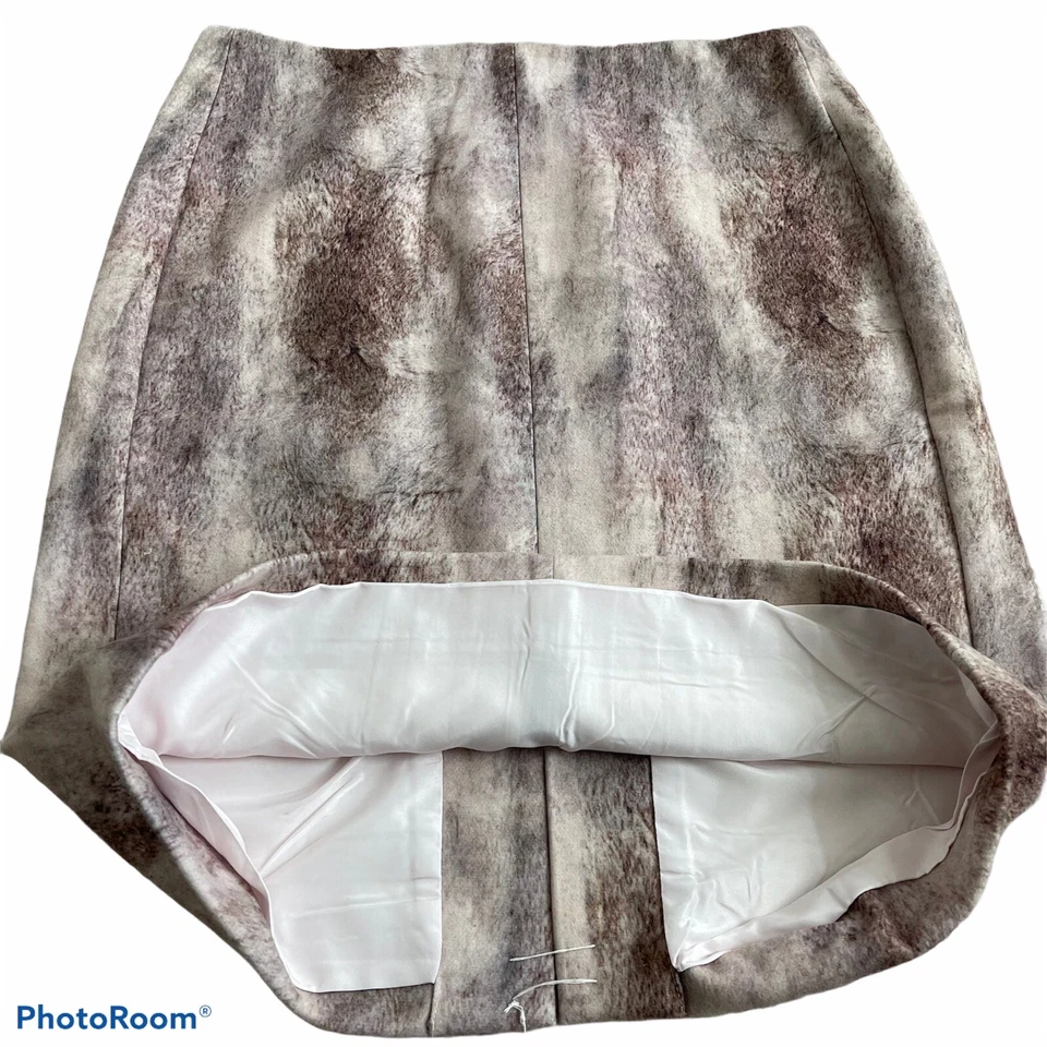 Catherine Malandrino высоты карандаш юбка размер 6 коричневый кремовый искусственного меха новый с Ярлыками - Изображение 3 из 4