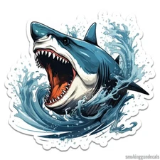 Shark Wave Bite, Vinyl Decal Sticker, Indoor Outdoor, 3 Sizes, #9504