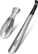 NINEMAX Metal Shoe Horn Long Handle for Seniors Stainless Steel 16.5" with 7.5"