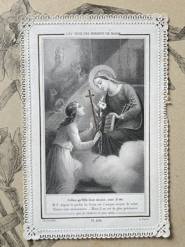 Image pieuse canivet dentelle mi jesu misericordia