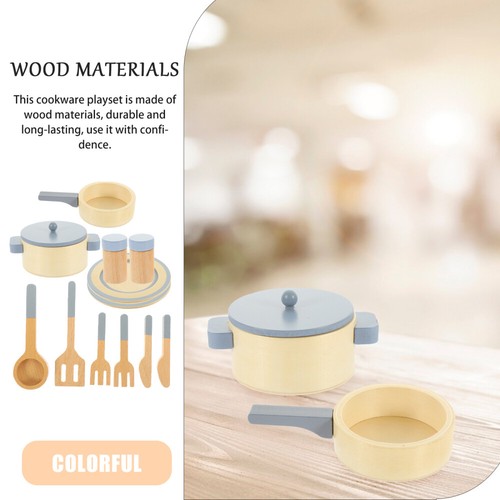 Wooden Kitchen Toys Pretend Kitchenware Toddler Baby Play Utensils - Picture 3 of 12