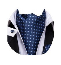 Paisley Floral Ascot for Men Self Tie Mens Cravat and Pocket Square Navy Blue