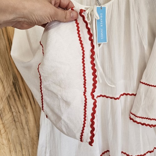 Draper James White Gauze Cotton Rickrack Trim Beachy Boho Lounge Dress Sz 2X Nwt - Picture 10 of 18