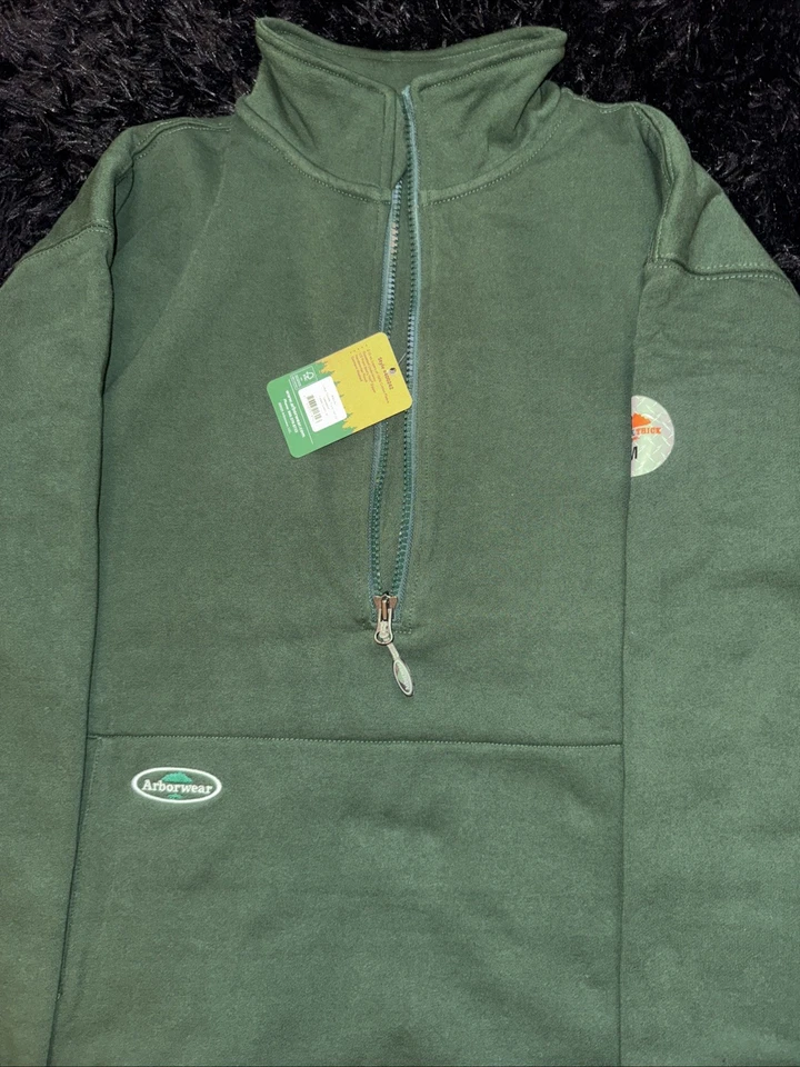 Sudadera ArborWear Para Hombre Grande Forrest Verde Algodón Doble Gruesa Media Cremallera Foto 2 de 2