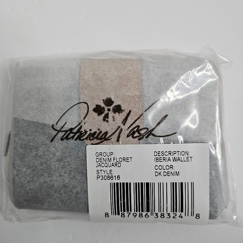 Portafoglio Patricia Nash Iberia nuovo con etichette firmato Floret BLU DENIM & PELLE MARRONE CHIARO RFID - Foto 5 di 6