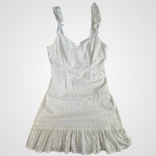 Wild Fable White Eyelet Mini Dress Ruffle Straps Cotton Size S Boho