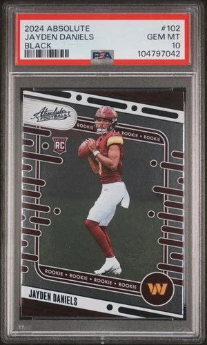 2024 Panini Absolute #102 Jayden Daniels Black RC PSA 10 LOW POP Free Shipping