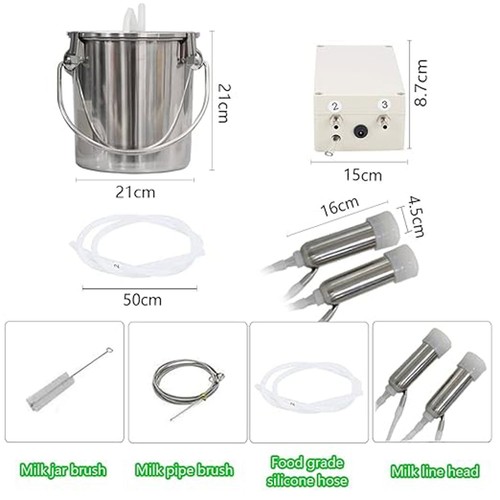 3L Automatic Pulsating Vacuum Pump Electric Milking Machine Portable For Cow NEW - Bild 4 von 6
