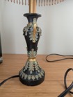 Victorian Style Table or Desk Lamp Fabric Beaded Fringe Lampshade European — photo 2