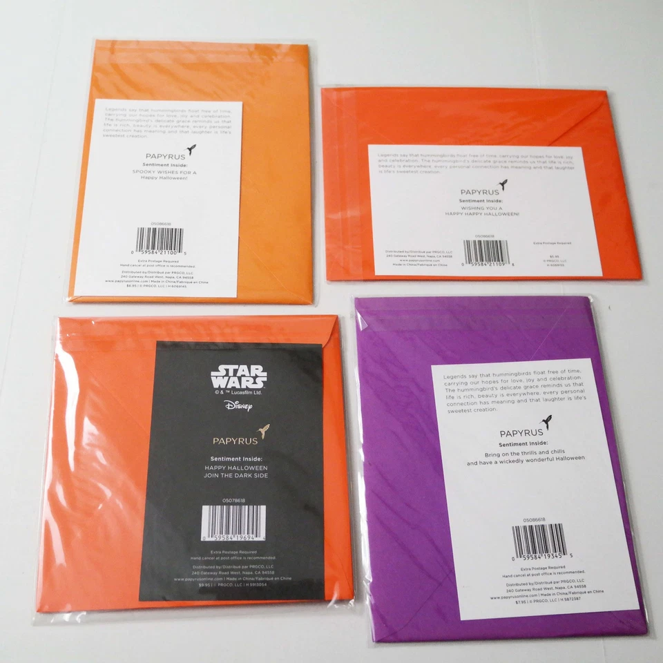 Papyrus Lot of 4 Halloween Greeting Cards Star Wars Pumpkins NEW! Embellished - Image 3 of 4