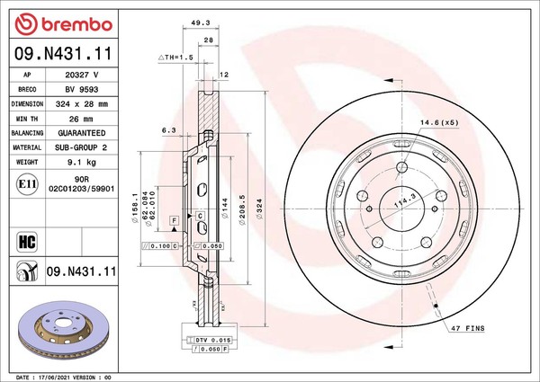 Brembo 2X Bremsscheiben Ø 324 InnenbelüFtet FüR Toyota Venza GGV1_ AGV1_ _V1_-image