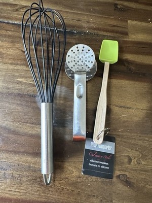 Kitchen Tool Lot Whisk Ice Spoon Silicone Spatula Pier 1 Set of 3