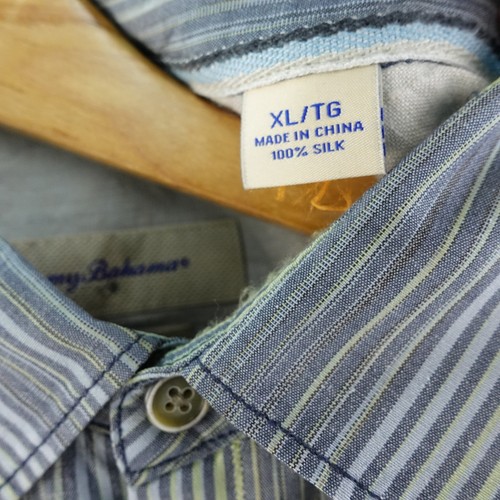 Tommy Bahama Mens XL 100% Silk Striped Button Up Short Sleeve Shirt Camp Outdoor - Picture 3 of 6