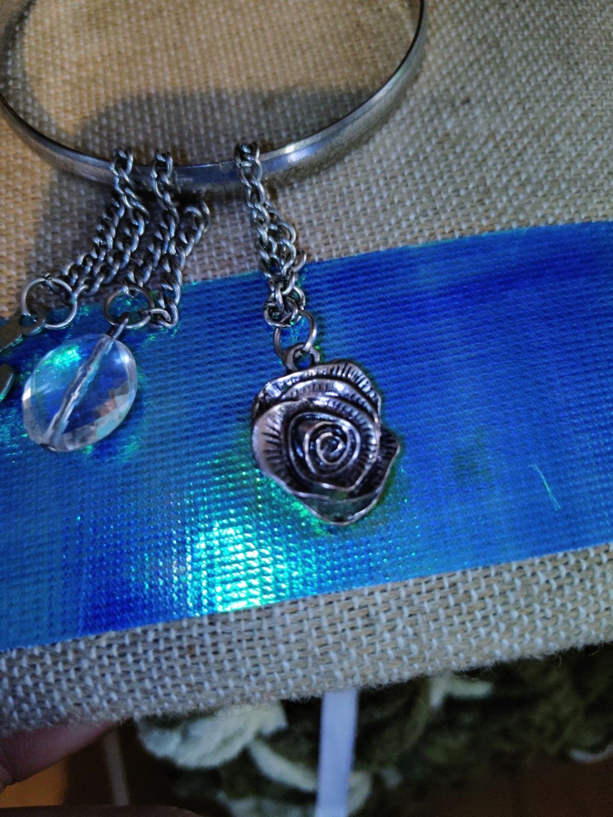 Silver Rose Bangle Solid Silver Hand Poured Rose,… - image 9