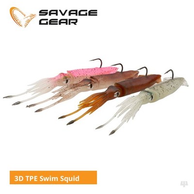Savage Gear 3D TPE Swim Tintenfischköder - Dorsch Barsch Seelachs Heilbutt Norwegen Angeln