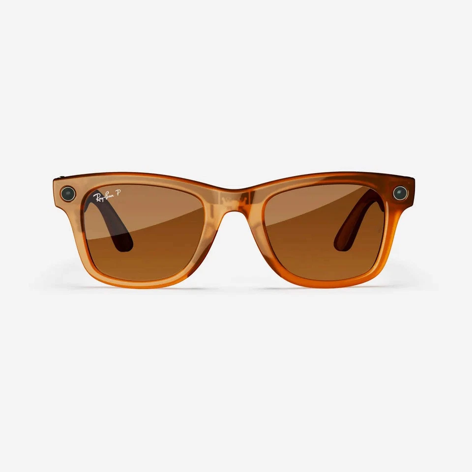 Reacondicionado Ray-Ban Meta Wayfarer (Gen 1), Caramelo Brillante Transparente/Marrón, La Foto 2 de 4