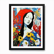 Red Hooded Woman, Pop Art Art Print Framed Wall Art Poster Canvas Print Picture
