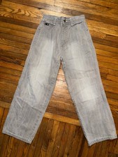 Vintage 90s Youth Size 8 Grey South Pole Jeans Wide Leg Baggy Skate Pants